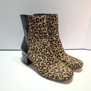Donald J. Pliner Cindee CalfHair Leopard Leather AnkleBoots Women's7M ChunkyHeel